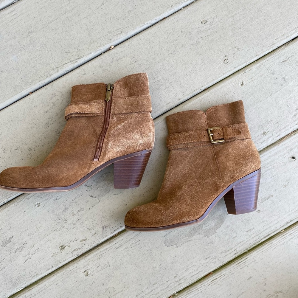 SAM EDELMAN Brown Suede Ankle Boots, Size: 6.5